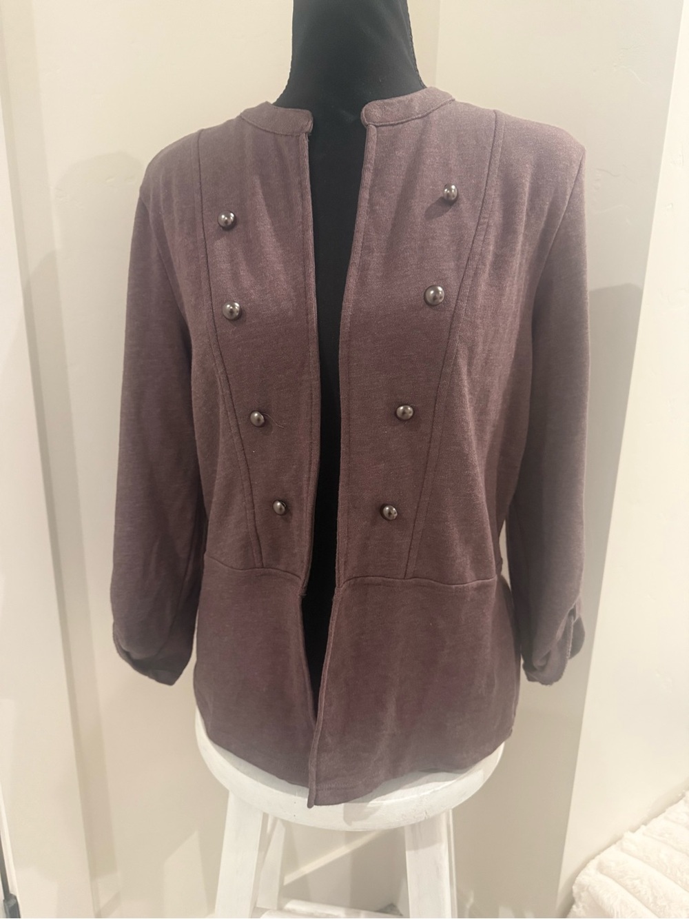 Maurices Double-Breasted Open Blazer in Mauve Brown